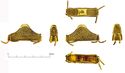 Thumbnail of Catalogue no. 16. Pommel in gold of cocked-hat form with filigree animal ornament 