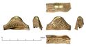 Thumbnail of Catalogue no. 21 Pommel in gold of cocked-hat form with filigree animal ornament 