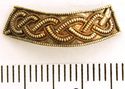 Thumbnail of Catalogue no 559. Strip-mount,  gold and garnet cloisonné,filigree serpent mounts. K1317 front 