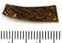 Thumbnail of Catalogue no 558. Strip-mount,gold and garnet cloisonné, filigree serpent mounts. K1439 front 