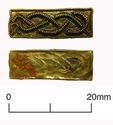 Thumbnail of Catalogue no 558. Strip-mount, gold and garnet cloisonné, filigree serpent mounts. Panel K154 