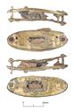 Thumbnail of Catalogue no. 243. Pair of gold hilt-plates,oval form, garnet bosses 