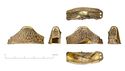 Thumbnail of Catalogue no. 10. Pommel in gold of cocked-hat form with filigree animal ornament. 
