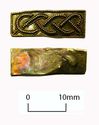 Thumbnail of Catalogue no 559. Strip-mount,  gold and garnet cloisonné,filigree serpent mounts. K438 