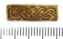 Thumbnail of Catalogue no 558. Strip-mount,gold and garnet cloisonné, filigree serpent mounts. K5008 front 
