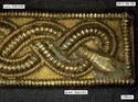 Thumbnail of Catalogue no 559. Strip-mount,  gold and garnet cloisonné,filigree serpent mounts. K5066 detail 