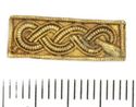 Thumbnail of Catalogue no 559. Strip-mount,  gold and garnet cloisonné,filigree serpent mounts. K5066 front 