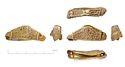 Thumbnail of Catalogue no. 12. Pommel in gold of cocked-hat form with filigree animal ornament. 