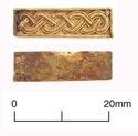 Thumbnail of Catalogue no 558. Strip-mount,gold and garnet cloisonné, filigree serpent mounts. Panel K797 