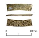 Thumbnail of Catalogue no 558. Strip-mount,gold and garnet cloisonné, filigree serpent mounts. Panel K89 