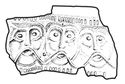 Thumbnail of Interpretive drawing of sheet band in silver-gilt showing moustached heads 