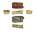 Thumbnail of Working image for catalogue no. 494. Gold mount, rectangular with garnet and glass cloisonné 