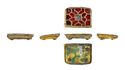 Thumbnail of Working image for catalogue no. 495. Gold mount, rectangular with garnet and glass cloisonné 