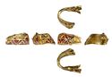 Thumbnail of Working image for catalogue no. 510. Gold mount from tip of hilt-guard, garnet cloisonné 