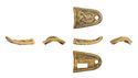 Thumbnail of Working image for catalogue no. 484. Gold mount of tongue-shaped form with filigree interlace 
