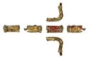 Thumbnail of Working image for catalogue no. 499. Gold mount from tip of hilt-guard, garnet cloisonné 