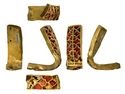 Thumbnail of Working image for catalogue no. 502. Gold mount from tip of hilt-guard, garnet cloisonné 