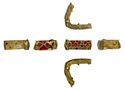Thumbnail of Working image for catalogue no. 500. Gold mount from tip of hilt-guard, garnet cloisonné 