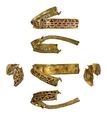 Thumbnail of Working image for catalogue no. 498. Gold mount from tip of hilt-guard, garnet cloisonné 