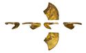Thumbnail of Working image for catalogue no. 566. Wing-shaped mount in gold and garnet cloisonné 
