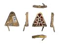 Thumbnail of Working image for catalogue no. 490. Gold mount of triangular form with garnet cloisonné 