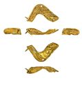 Thumbnail of Working image for catalogue no. 480. Gold mount of L-shaped form with filigree animal ornament 