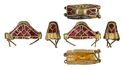Thumbnail of Working image for catalogue no. 46. Pommel in gold of cocked-hat form with garnet cloisonné ornament 