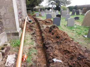 St John's Church, Alkmonton Archaeological Evaluation: Trench (drain), south side