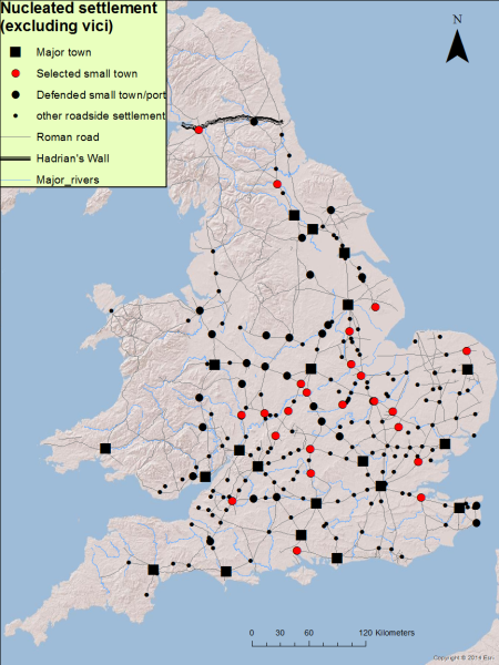  Distribution of nucleated settlement in Roman Britain