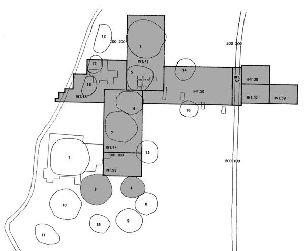 Plan showing locations of interventions