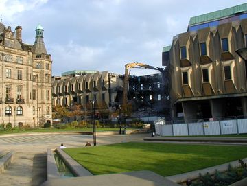 Demolition of the 1970s Town Hall extension, Sheffield