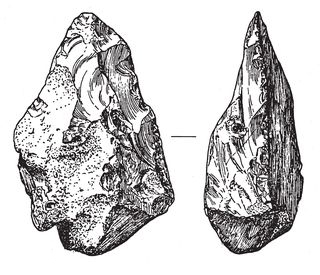 John Wymer's drawing of a handaxe from the 1969-70 excavations at Clacton