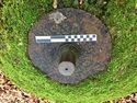 Thumbnail of Scottish side. WW2 Blacker Bombard position feature X34,  detail of mounting. Report plate 165.