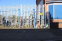 Thumbnail of External. Detail of gate in railing (from the East).