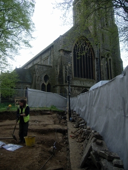 Archaeological excavation and watching brief at St Mary's Church, Southampton, Hampshire (SOU1503)