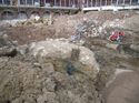 Thumbnail of Western Ticket Hall, Grubbing out of foundations. Vaults beneath Gilbert Street in background