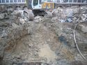 Thumbnail of Western Ticket Hall, natural terrace gravels at base of trench, looking west