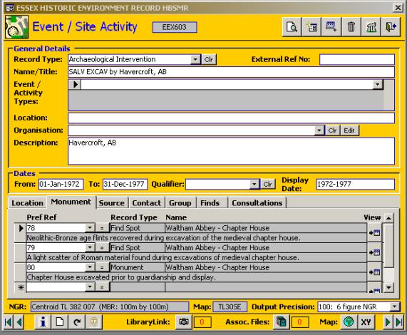 Figure 17: Creating links between a monument record and associated people and events in exeGesiS SDM Ltd