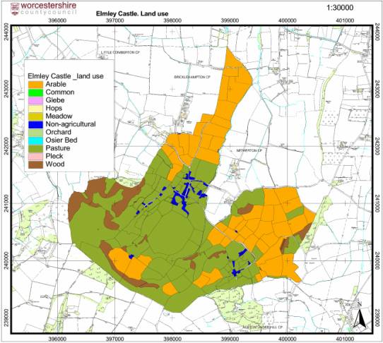 Figure 30: Elmley Castle Tithe Map displaying apportionment details for land use.