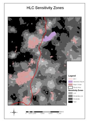 FFigure 55: HLC Sensitivity Zones Map from the LCS-M11Study.